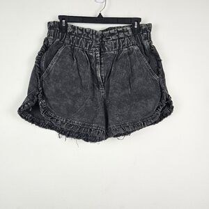 Sea New York Dax Washed Black Denim Ruffle Shorts Size 8